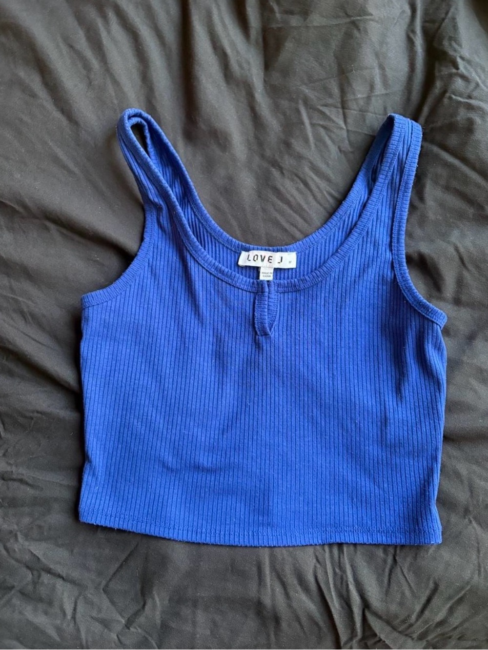love J Royal Blue Ribbed Crop Tank